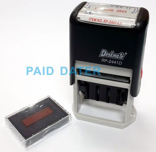 PAID BY Dater (4mm) Self Inking Rubber Stamp red blue ink pad deskmate rp-2441d