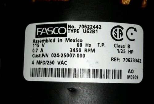 Fasco combustion vent blower motor for Coleman/York . Part #:024-25007-000.