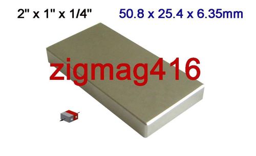 2 pcs of grade n52, 2&#034; x 1&#034; x 1/4&#034; thick rare earth neodymium block magnets for sale
