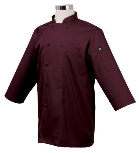 Chef works jlcl-mer-3xl basic 3/4 sleeve chef coat, merlot, 3xl for sale