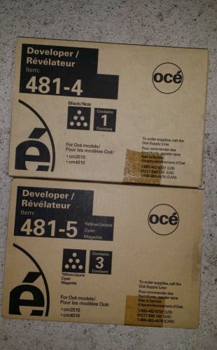 OCE 481-4 &amp; 481-5 DEVELOPER COMPLETE SET CYAN MAGENTA BLK YELLOW NEW SEE PHOTOS
