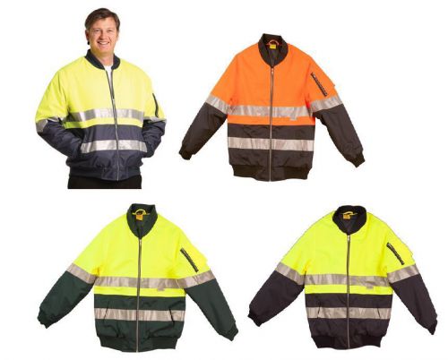 NEW MENS HI-VIS TWO TONE FLYING JACKET WORK WEAR REFLECTIVE OUTERWEAR OUT HIGH