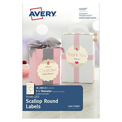 Avery Pearlized Scallop Round Labels , 1-7/8 Inch Diameter, Pack of 18 Labels