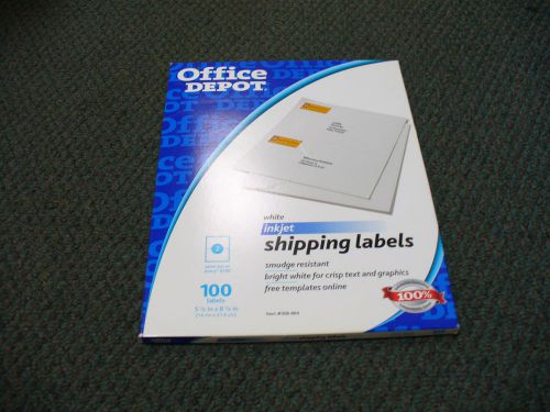 Office Depot white inkjet shipping labels  100 labels Size 5 1 / 2 &#034; X 8 1 / 2