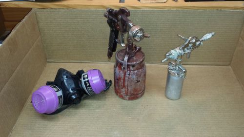 LOT OF TWO  SPRAY GUNS AND ONE NORTH HALF FACE RESPIRATOR