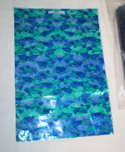 300+ PLASTIC BAGS w/ handle Blue Green Bags SCATTERFISH 13&#034; x 9&#034;NIP