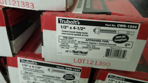 Itw red head 1/2&#034;x4.5&#034; trubolt+ wedge anchors cws-1244 *box of 36* wedge anchors for sale