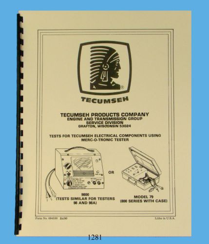 Merc-O-Tronic Test Instructions &amp; Specs for Tecumseh Ignition Parts Manual *1281