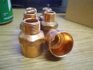 Nos copper male adapter mip thread reducer 1&#034; x 1/2&#034; (lot of 6) for sale