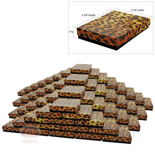 Large 100 Leopard Print Cotton Filled Jewelry Gift Boxes 5 3/8&#034; x 3 7/8&#034; x 1&#034;H