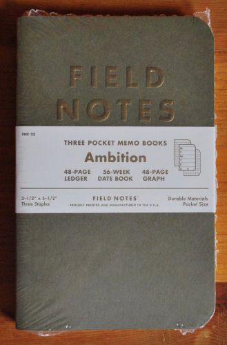 Field Notes FNC-25 &#034;Ambition&#034; Winter 2014 Sealed 3-Pack Pocket Memo Books