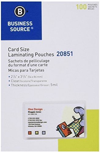 Business Source Card Size Laminating Pouches - Box of 100