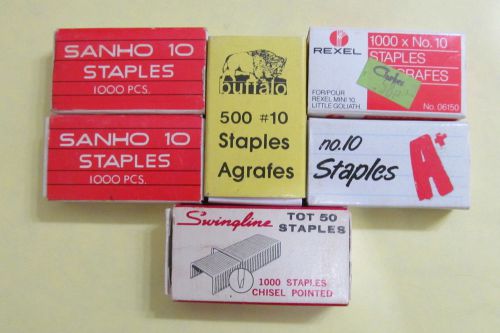 Vintage Tot 50 Mini Staples Lot of 6 partial boxes Sanho Swingline Buffalo A+