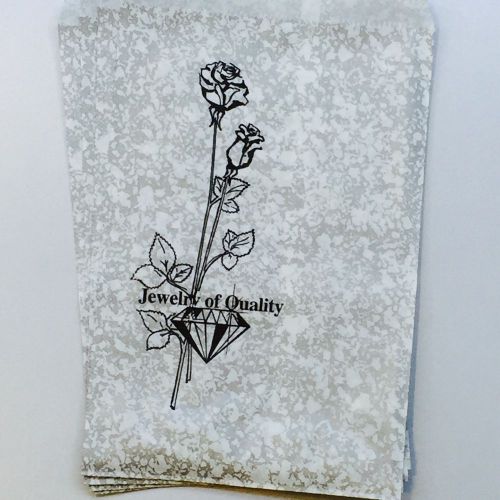 200 pc 6x9&#034;inch &#034;Jewelry Of Quality&#034; Silver Print Paper Bags