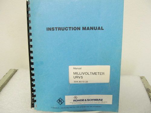 ROHDE &amp; SCHWARZ URV5: Millivoltmeter Instruction Manual