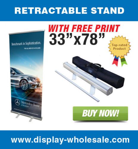 33&#034; Retractable Roll up banner stand + free vinyl print