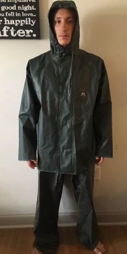 Helly Hansen HH Two Piece Rain Gear Men&#039;s Overall Bibs Coat Green Work XL TLG