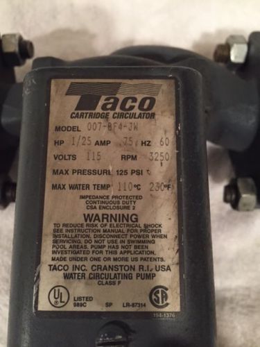 Taco 1/25 HP Cast Iron Circulator Pump Boiler Part Hot Water Heating System 007