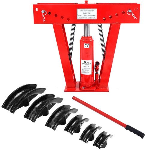 Heavy Duty Hydraulic Jack Pipe Bender Tubing Exhaust With 6 Dies 12Ton Red NEW