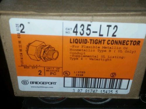 2 Bridgeport Liquid-Tight Connectors 435-LT2 2&#034; Straight Flex Metallic Conduit