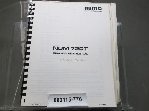 NUM 720T CNC Programming manual Ed 089-88 No 938697 Original Manual