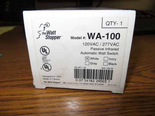 NEW WHITE WATT STOPPER WA-100 WALL SWITCH PASSIVE INFRARED 120 vac 277 vac 800W