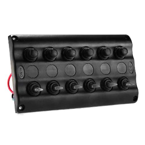 Marine Boat 6 Gang LED Waterproof Toggle Switch Panel Plastic + Metal Black