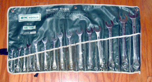 S-K TOOLS #1815 METRIC COMBINATION WRENCH SET, 7-22 MM , 15 PCS.