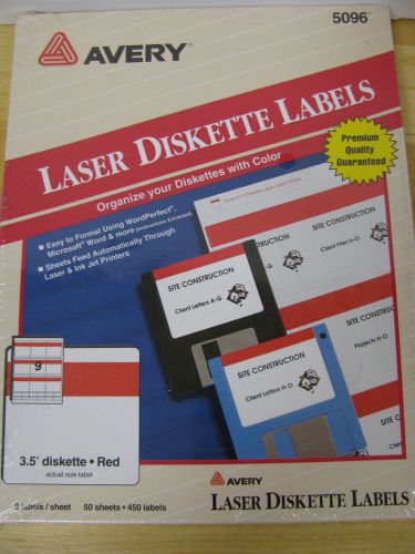 Avery 5096 Laser Diskette Labels For 3.5 Inch Disk 450 Labels Red New