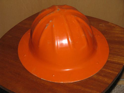Vintage 1950s B.F. McDonald  Metal Logging Mining HARD HAT Los Angeles Orange