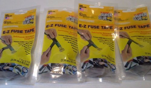 4 SUPER GLUE E Z Self Fuse BLACK Tape Repair Waterproof Airtight Seal Fusing