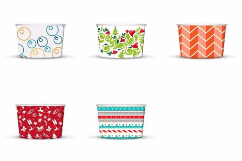 1000 ct. 8oz. 5 designs Christmas Party / Ice Cream Paper Cups