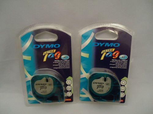 2 NIP DYMO LetraTag MT tape 1/2&#034; x 13&#039; SILVER METALLIC for Label Maker Printer