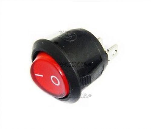 5pcs red light 3 pin on-off spst round boat rocker switch 6a/250v 10a/125v ac