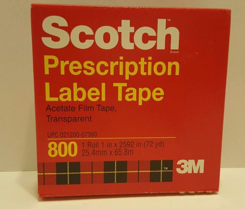 NEW 3M Scotch Prescription Acetate Label Tape 800 1&#034; X 72 Yard