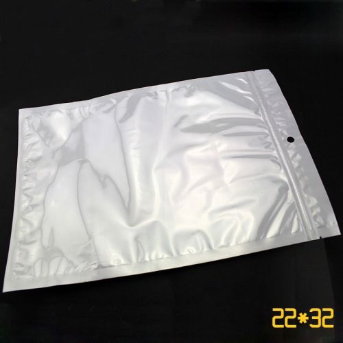 100pcs 22x32cm White Top Feed Pearl film Ziplock Bags Food Bags Pouches 6Mil