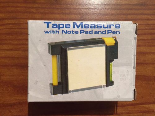 Tape Measure with Note Pad, Pen, and Leveler