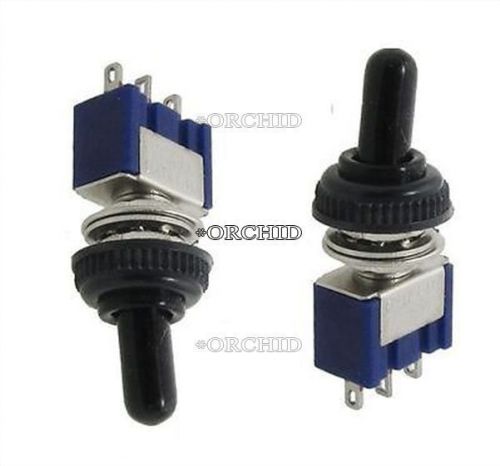 2pcs 125v 6a on/off/on 3 position spdt toggle switch w waterproof cover cap new