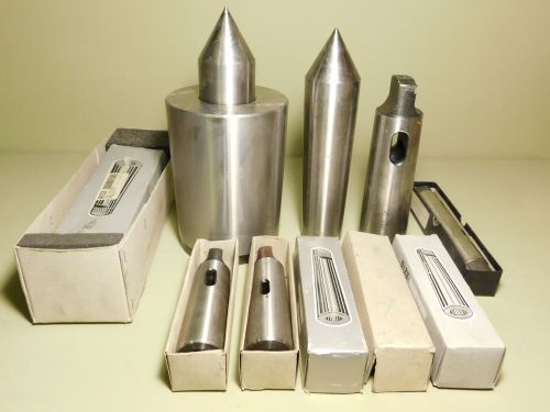 New - lot of heavy duty lathe parts morse taper live center, drill sleeves, etc. for sale
