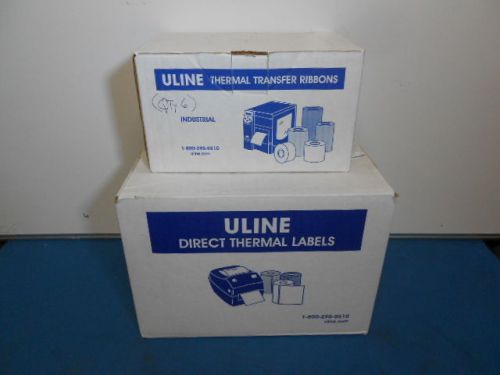 Uline s-11323 thermal transfer ribbons &amp; s-8363 direct thermal labels lot of 2 for sale
