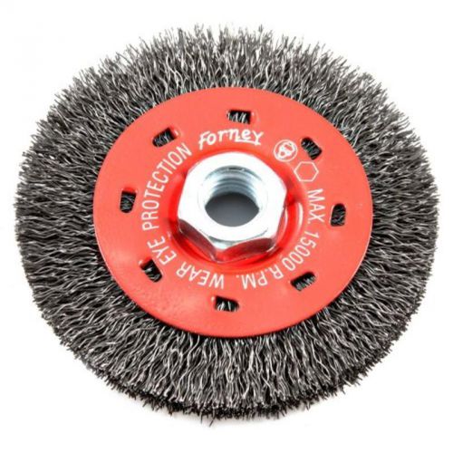 4&#034;X.014&#034; Coarse Crimped Wire Wheel Brush With 5/8&#034;-11 Threaded Arbor Forney