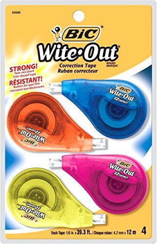 BIC Wite-Out Brand EZ Correct Correction Tape, 4-Count B0007L1W0E