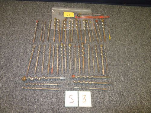44 AUGER DRILL BITS IRWIN GRANVILLE SPADE WOOD ELECTRICIANS TOOL STUDS USED