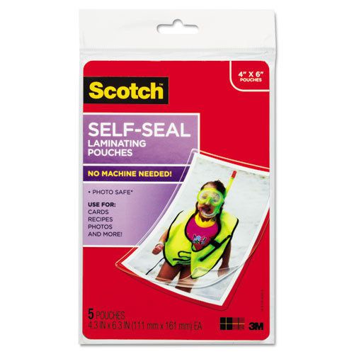 Self-sealing laminating pouches, 9.5 mil, 4 3/8 x 6 3/8, photo size, 5/pack for sale