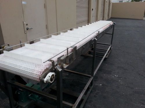 Used food grade conveyor 21 in x 13 ft pleated belt stainless steel for sale