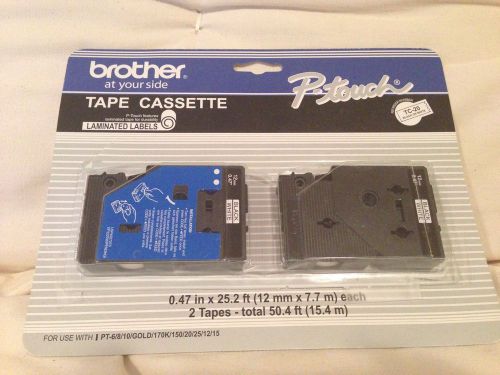 2-Pack Brother P-Touch TC-20 Tape Cassette Black on White NEW!!
