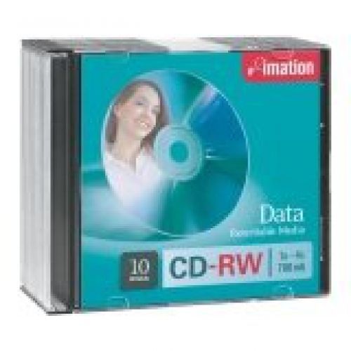 Imation CD-RW Discs, 700MB/80min, 4x, w/Slim Jewel Cases, Silver, 10/Pack