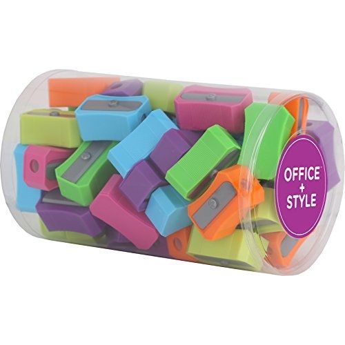 Office+Style Premium Colored Pencil Sharpeners, with Shavings Bin - 48 pcs
