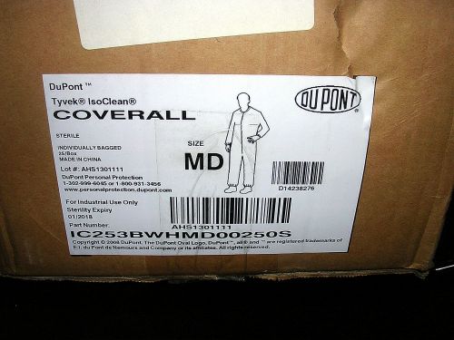 Dupont tyvek isoclean sterile coverall md  white 25  per box class 100 for sale