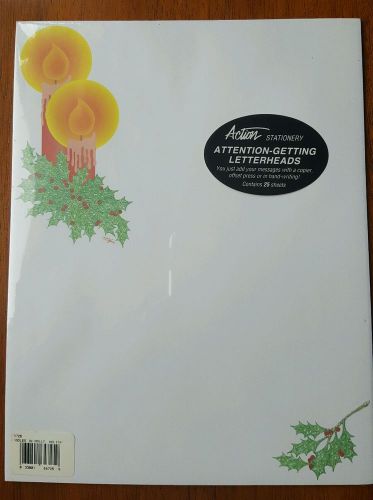 Christmas Holiday Laser Paper 25 Ct. Candles in Holly 8.5&#034; x 11&#034; by Action NEW